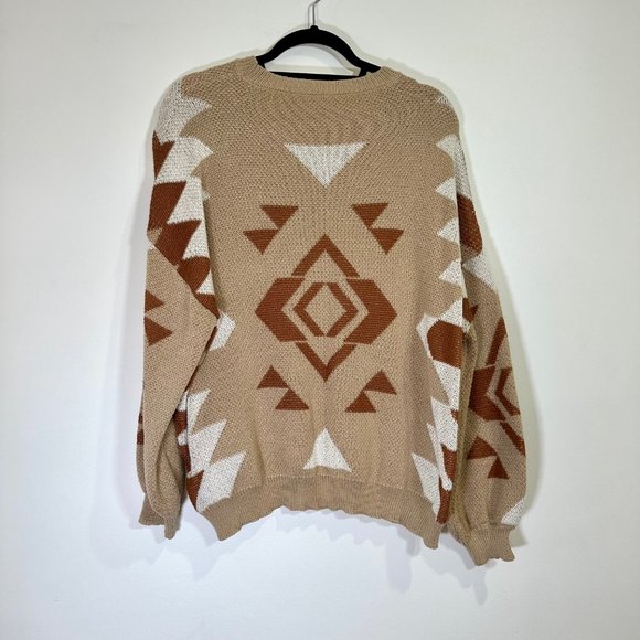 Geo Aztec Pattern Drop Shoulder Sweater 2XL - Picture 5 of 10